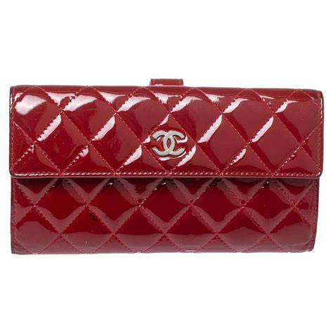 chanel red patent leather wallet|Long Wallets .